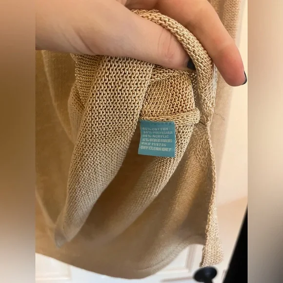 J.McLaughlin Callum Sweater Knit V-Neck Minimalist Coastal Tan Medium - Picture 4 of 4